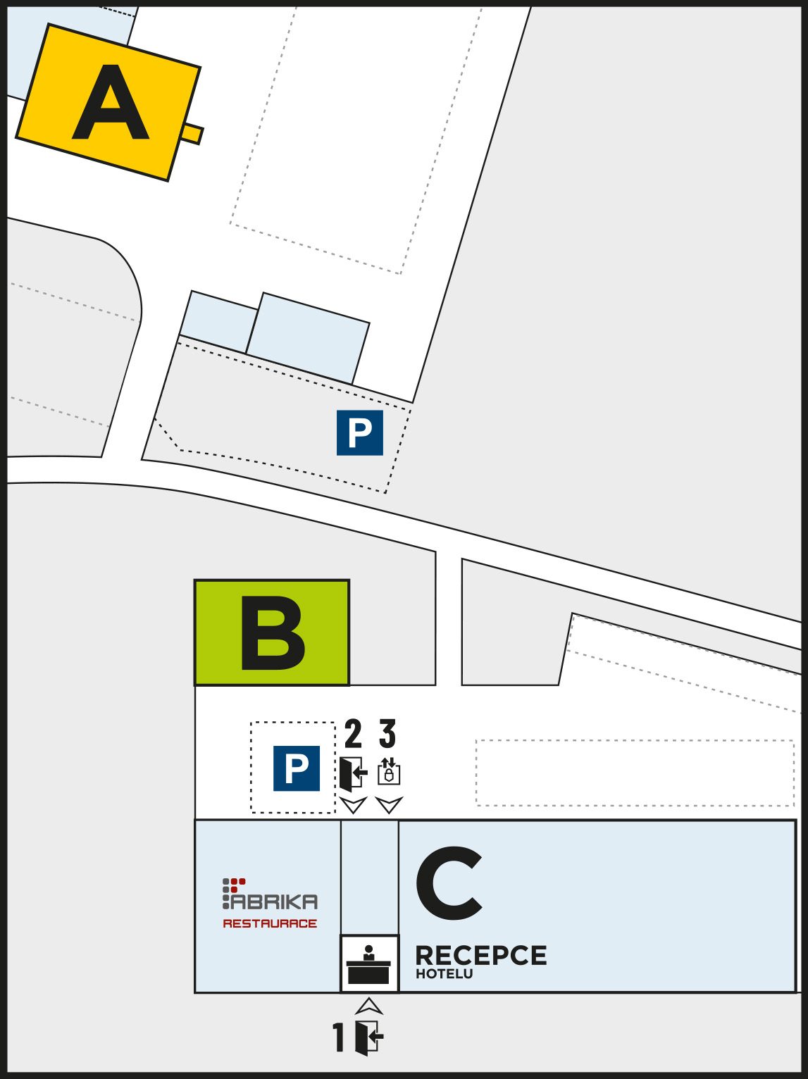Mapa Fabrika City Parkoviste